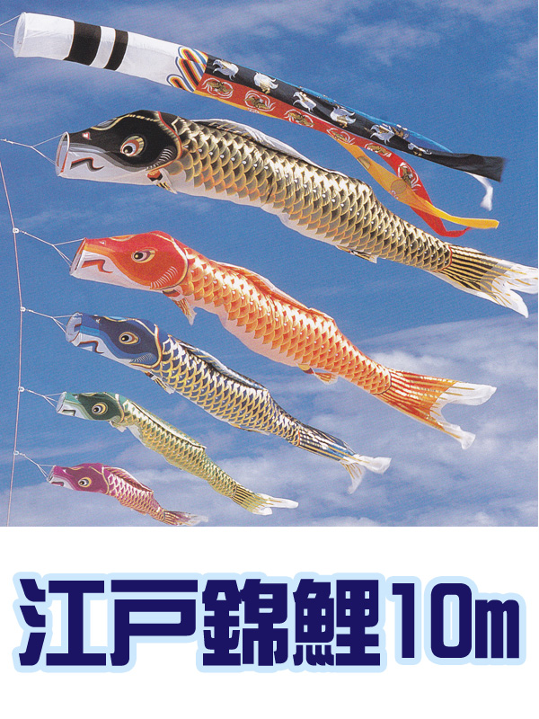 現金特価 鯉のぼり 庭用 ポール別売 Smtb S 鯉の数変更可 吹き流し 10m 江戸錦鯉 こいのぼり Slcp Lk