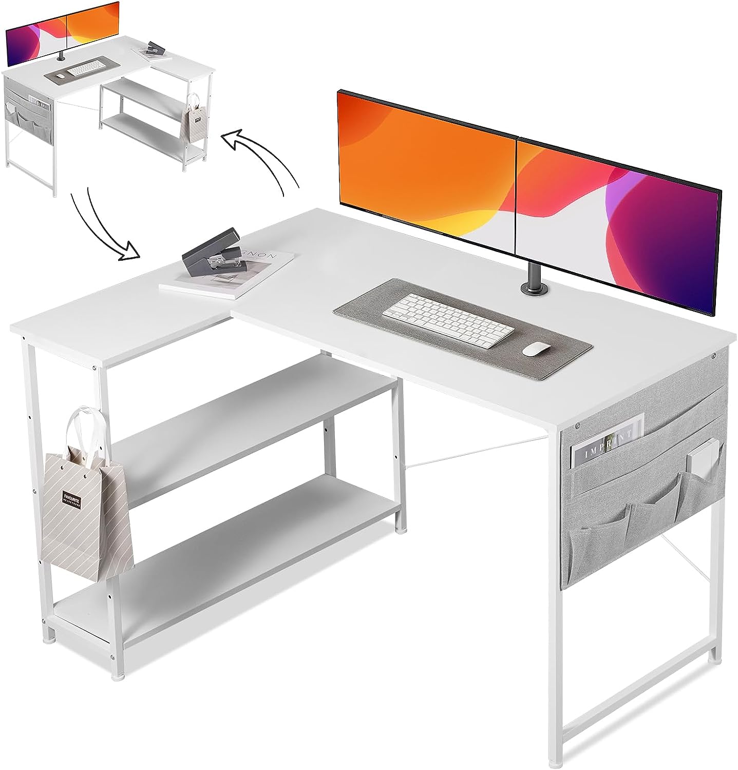 YeTom l字 ゲーミングデスク 幅150cm ホワイト Amazon | YeTom l字デスク ゲーミングデスク デスク 幅150cm pc