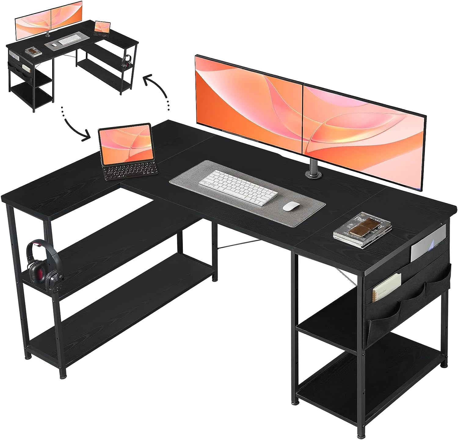 【楽天市場】【当店限定！エントリーでポイント5倍】YeTom l字デスク ゲーミングデスク デスク 幅150cm pcデスク コーナーデスク