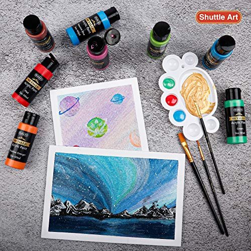 Shuttle Art アクリル絵具絵の具 アクリルペイント 金属的呈色 色揃 速乾 防水 耐久 60ml 刷子3付け根 絵皿随行 カンバス ギヤマン 陶器に描ける ベビー使い処 挿し画 塗り絵 手細工 手作り アート 画材 題 無心人称 商売住み処 Daemlu Cl