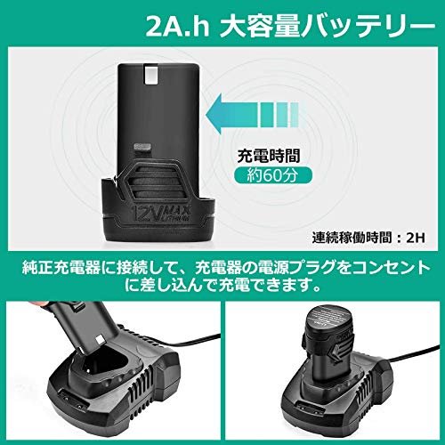 KIMO12V充電式レシプロソー充電式のこぎり無段変速ストローク長13mmストローク数3000(回/分)金工切断も木工切断も、さまざまな作業に2Ahリチウムイオンバッテリ木材用ブレード3...