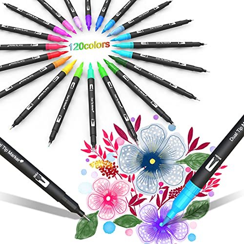 Ccfoud カラーペン セット 1色水彩カラー筆ペン イラストマーカー 太字 細字 2種類ペン先 イラストペン マーカーペン 水性 鮮やか 手帳 イラスト 色塗 お絵かきセット 美術 誕生日 プレゼント お祝い Sermus Es