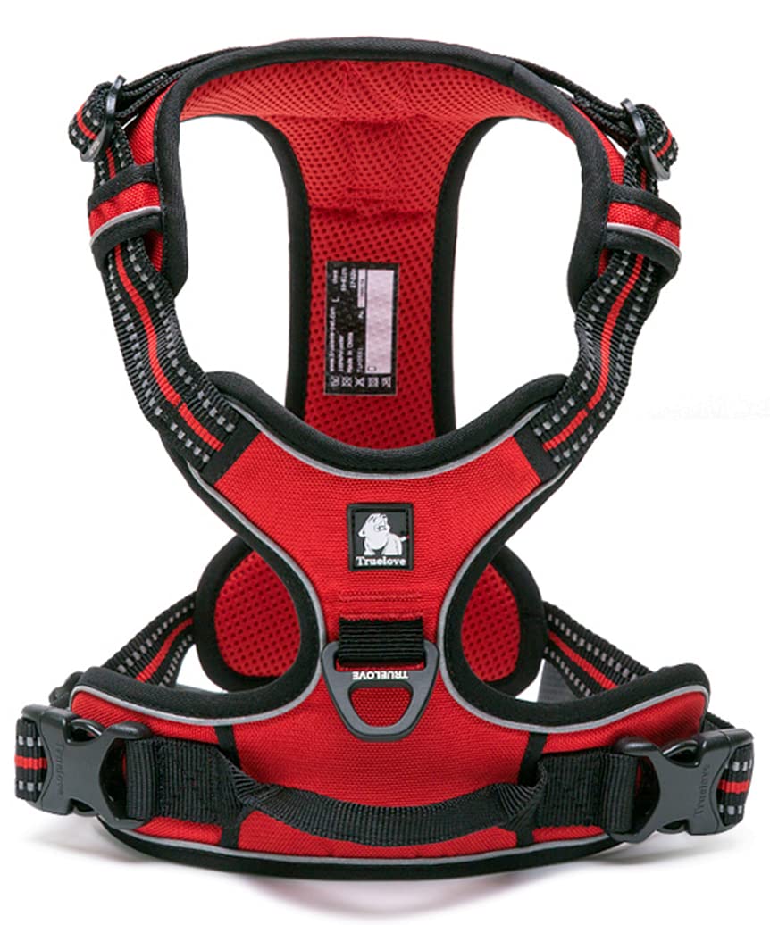 cocomall 犬用ハーネス 犬用胴輪 ドッグ ペット用品 ハーネス 3M反射材料 訓練 ナイロン製 小型犬、中型犬、大型犬に向け 通気性 調節可能 (L, レッド)