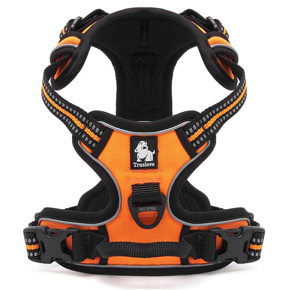 cocomall 犬用ハーネス 犬用胴輪 ドッグ ペット用品 ハーネス 3M反射材料 訓練 ナイロン製 小型犬、中型犬、大型犬に向け 通気性 調節可能 (L, オレンジ)