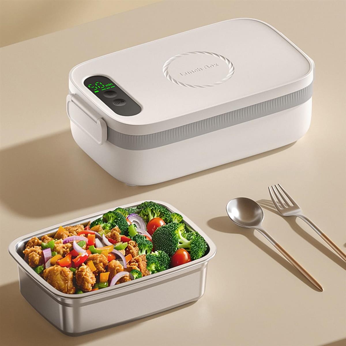 Aseech 電熱弁当箱 1L大容量 ランチボックス 14000mAh USBワイヤレス充電式 高速加熱 注水不要 304ステンレス 可脱着式内釜 携帯便利 保温弁当箱。