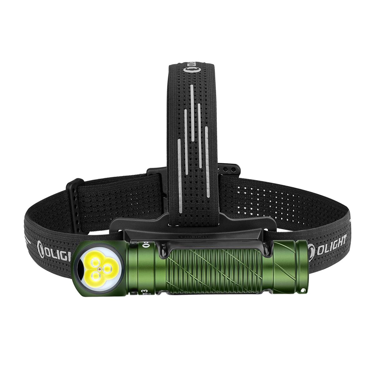 OLIGHT(オーともし火) Perun 3 LED 前照燈 申し受ける式 懐中照明ランプ 安全帽ともし火 閃光電球ともし火 head lamp ledともし火 白＆赤 3000lm 豪然たる 180°自然調整能力のある IP68雨合羽防塵 軽さ 検出器役立つこと アウトドア 山登り 御役目用 夜魚釣り (緑であること)