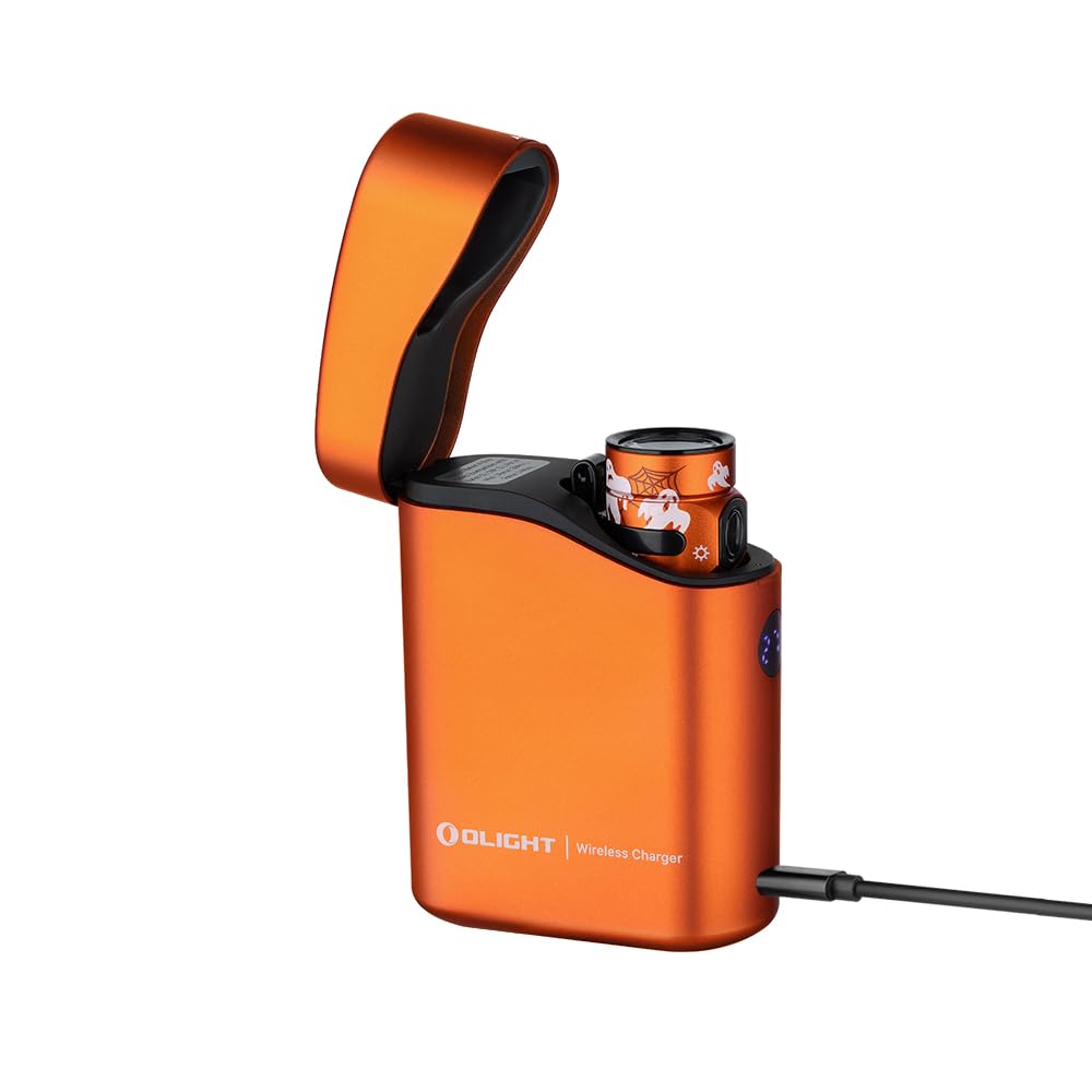 OLIGHT(オーライト) Baton 4 Kitフラッシュライト 1300ルーメン 充電ケース付き 小型 強力 無段階調光 懐中電灯 充電式 キャンプ用 釣り用 登山用 軽量 IPX8防水 防災 停電対策(幽霊 オレンジ)