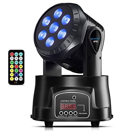 BETOPPER LEDムービングライト舞台照明7x8W RGBW DMX512 リモコン付き ディスコライト ステージライト7色変換 ステージ照明 9/14CH disco light for party 高速回転可能 高輝度 音楽連動 操作便利 舞台/演出/結婚式/パーティー/ (1個セット)|STARFORD