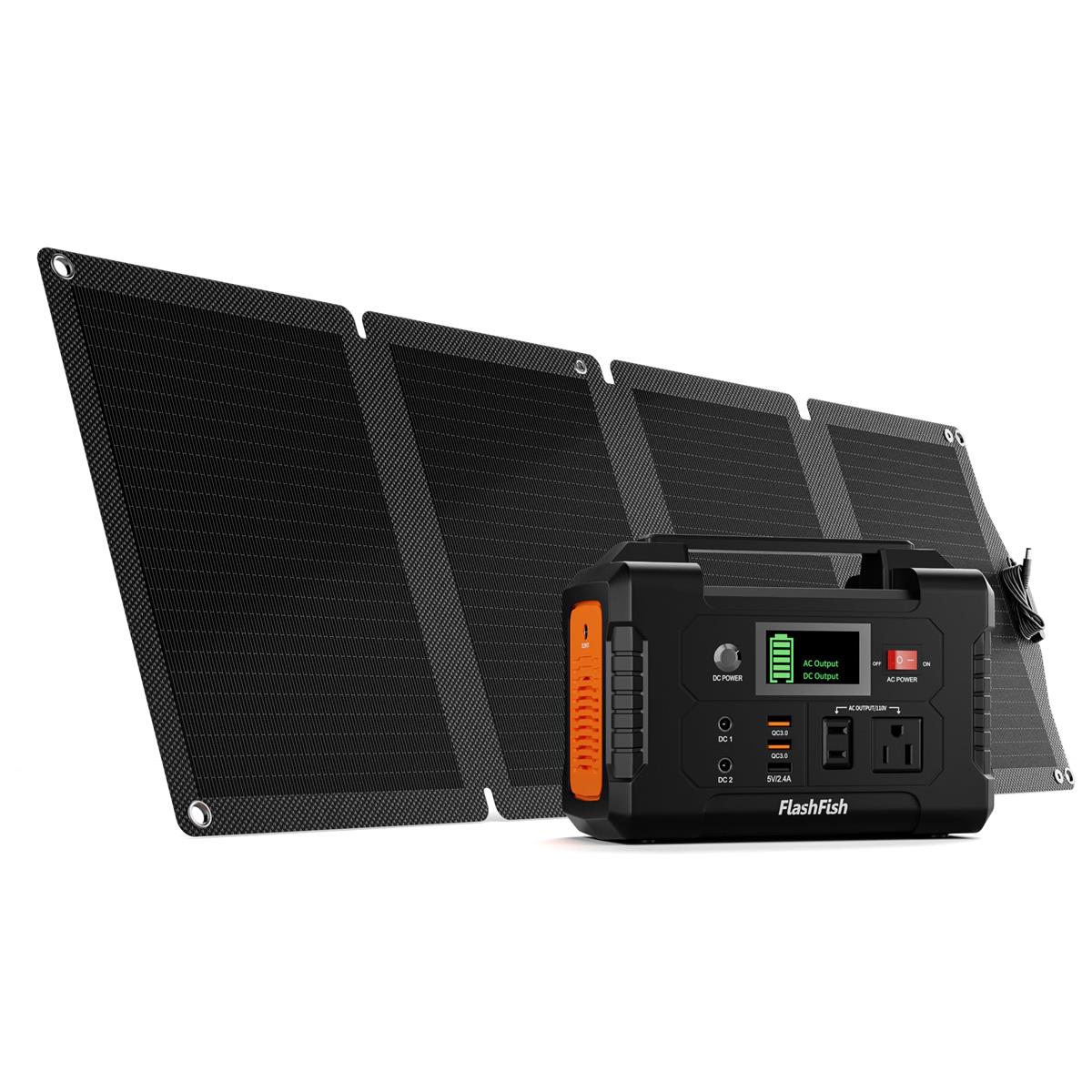 FlashFish 携帯型ワット数 ソーラーダイアログボックス 書き割り 40800mAh/151Wh 身寄り用乾電池 携帯型乾電池 大静電容量 小型 パウダーコンパクト 60Wソーラーチャージャー付き添い人 AC(200W ちょっとの間最大限度250W)/DC(120W)/USB最終生産物 手っとり早い申し受ける 純正弦波 ソーラー発生機 IP65雨合羽 太陽光線発生 難民キャンプ 車中泊