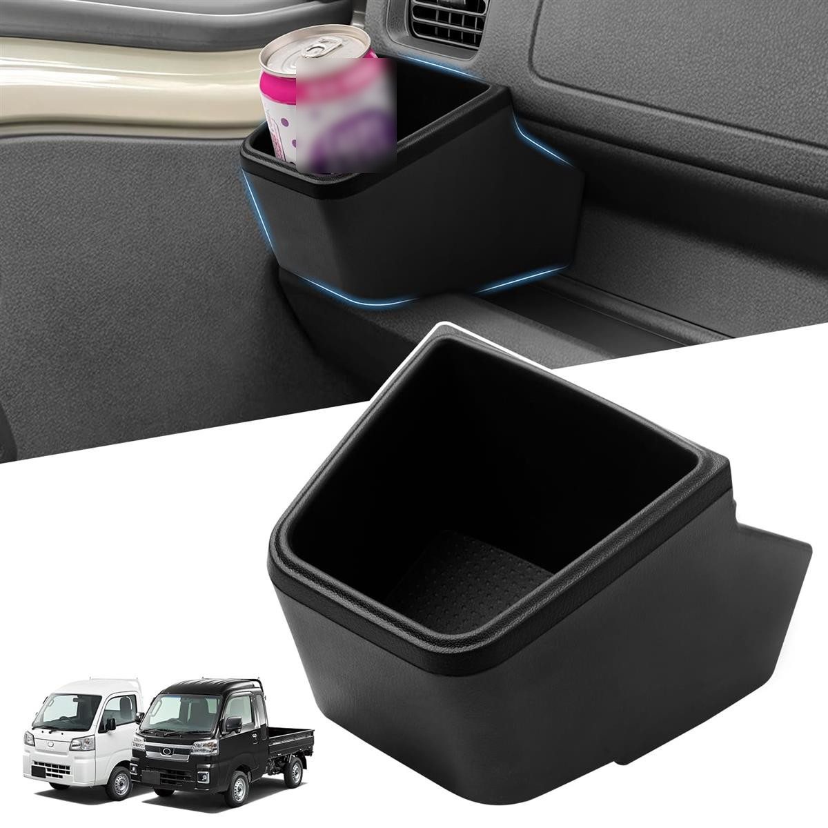 LIMSTYLE ダイハツ ハイゼットトラック S500系 後期 ドリンクホルダー 助手席側 カップホルダー HIJET TRUCK S500P S510P エアコン吹出口用 増設キット R3.12～ ブラック 車内飾り 耐高温 ABS樹脂製 内装パーツ アクセサリー テープ付き 取付簡単 メーカー直営