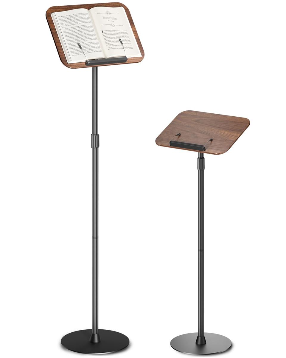 viozon 書見台 ブックスタンド 読書台 フロアースタンド 93.5～126.5cm 昇降式 180°角度調整 加重ベース 木製パネル 40×29cm ノートパソコン台・譜面台・タブレットスタンド・料理本対応 安定性抜群 在宅ワーク 学習 演奏。