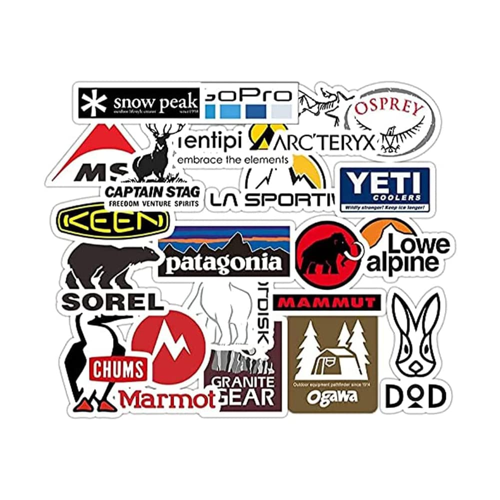 50 Pcs for Patagonia Stickers Waterproof PVC Stickers Set Laptop Suitcase Car Helmet Guitar Stickers Pack Outdoor Camping Sport Tide Brand Stickers Outdoor Stickers Camping Travel Stickers (20 Pcs)