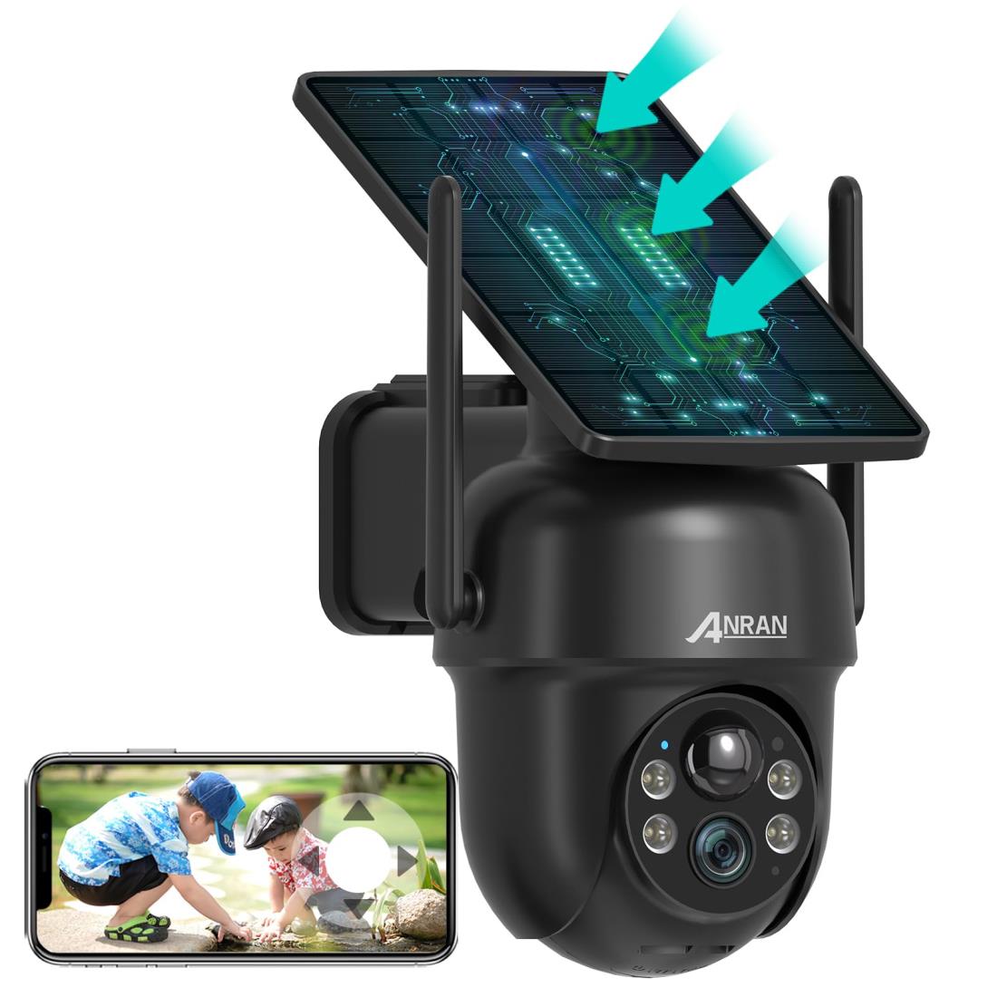 ANRAN ソーラー無線防犯カメラ Amazon.co.jp: 【AI人体検知機能付き・高速率充電式・取付簡単