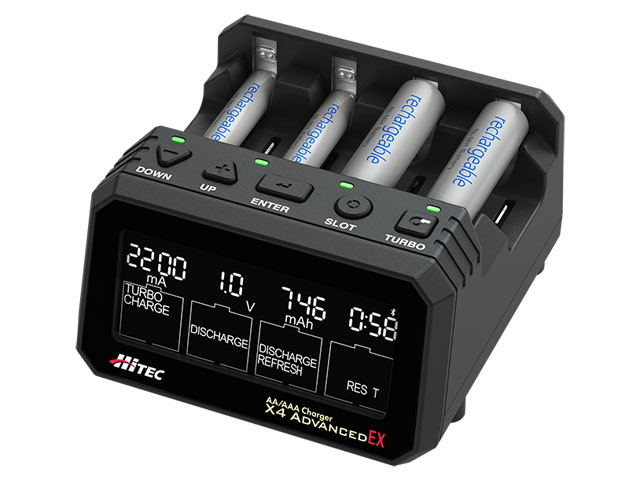 ハイテック 単三・単四Ni-cd、Ni-MH充電池 充電器 放電器 AA/AAA チャージャー X4 アドバンスEX