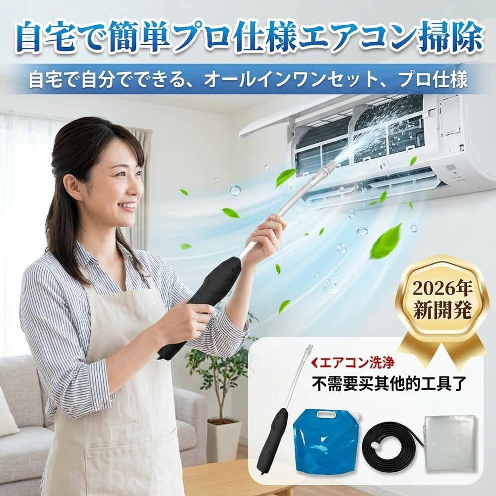 【強力洗浄ガン付属】プロ顔負けの エアコン 掃除 キット 自分で クリーニング セット オールインワン スプレー 噴霧器 家庭用サイズ 自吸ポンプ カビ 除去 臭い 対策 汚れ スッキリ 定期メンテナンス｜星明ショップ
