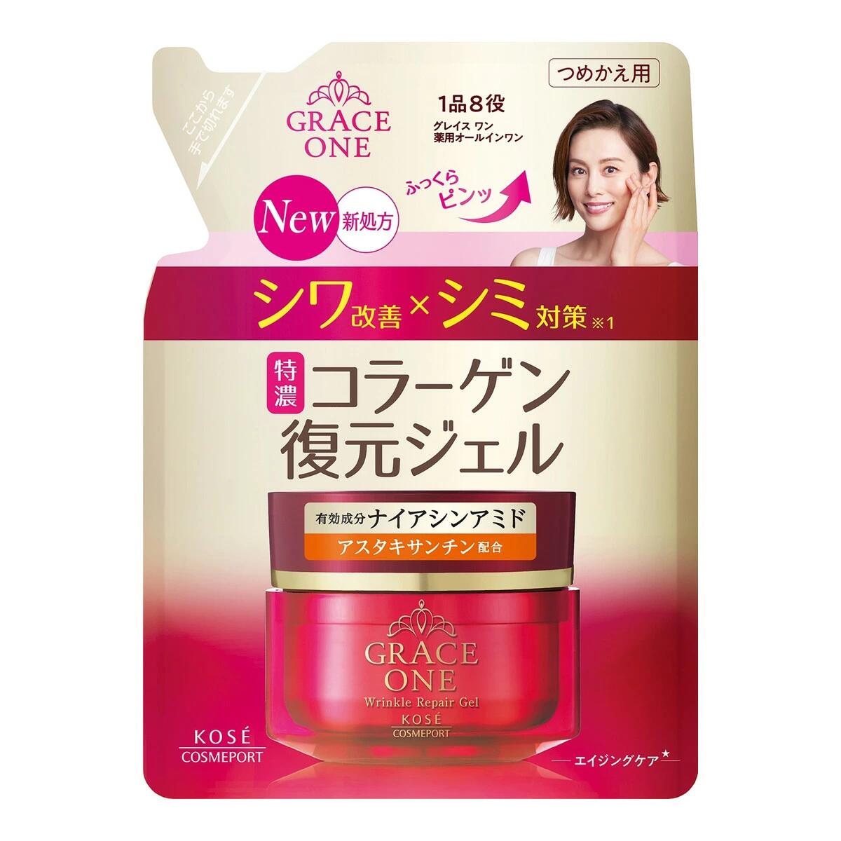 グレイスワン 特濃 コラーゲン 復元ジェル 薬用 リンクルリペアジェル 詰め替え 90g ×36個セット＊コーセー/シワを改善しシミを予防する効果のある１品８役のオールインワンジェル/弾力感のあるハリツヤ肌へ/あっという間にピーンと復元ジェル/有効成分ナイアシンアミド