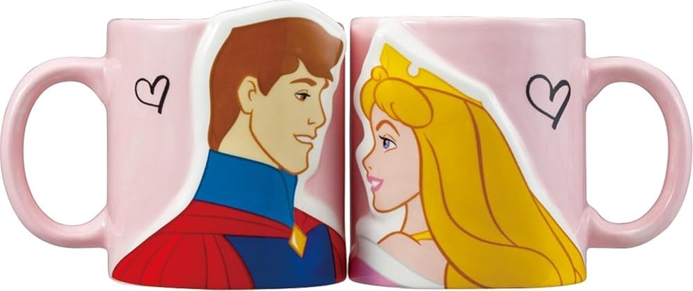 ディズニー 「 眠れる森の美女 」 オーロラ姫&フィリップ王子 キス ペア マグカップ 300ml san2578画像