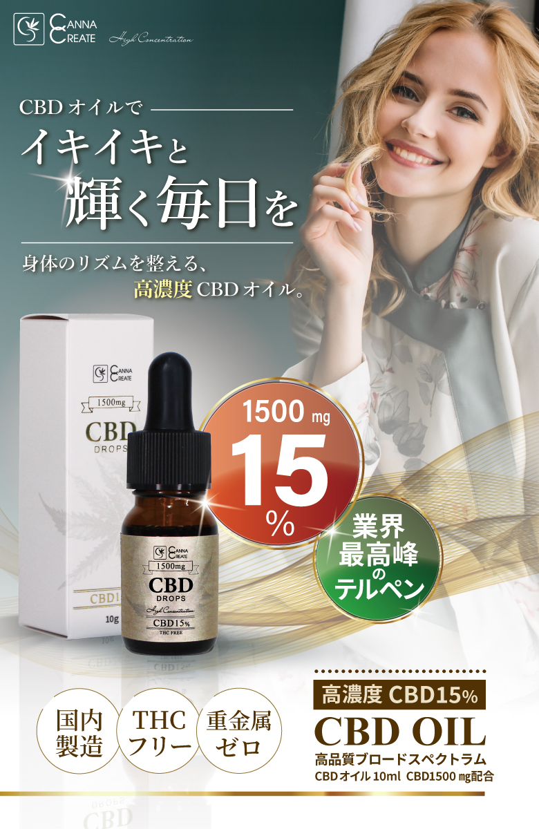 CBD オイル 10ml CBD1500mg CBG ティンクチャー フリー 高品質スイス産