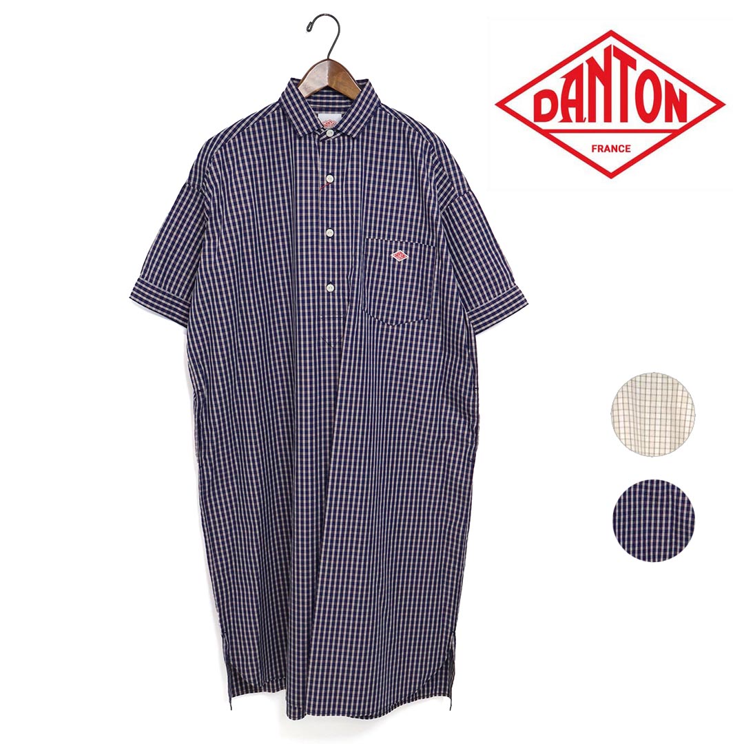 【美品】ダントン　DANTON　半袖シャツワンピース DANTON｜ダントン DANTON プルオーバードレス ショートスリーブ