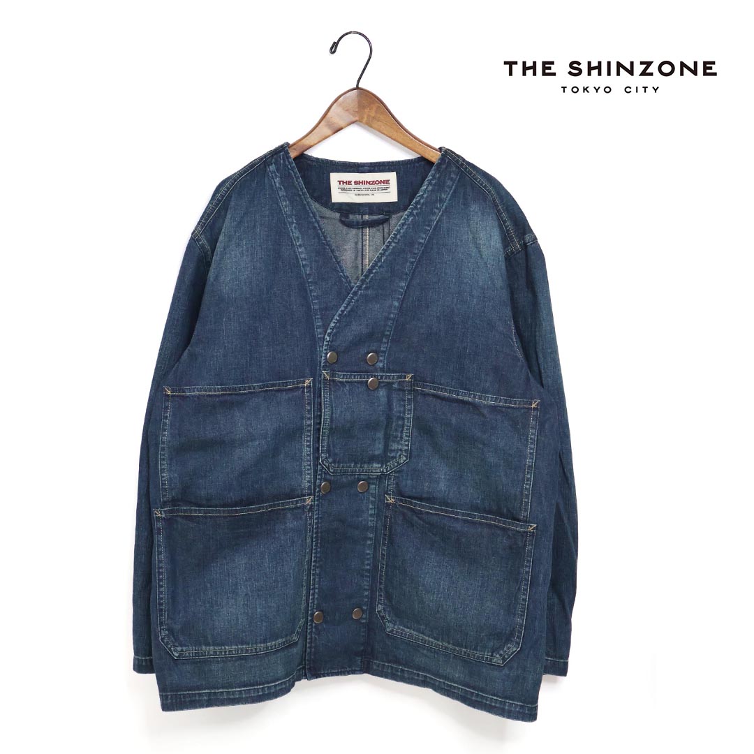 ★レディース THE SHINZONE ザシンゾーン NO COLLAR COVERALL ジーンズ 上衣 品番:25AMSJK01【クーポン券客体外】