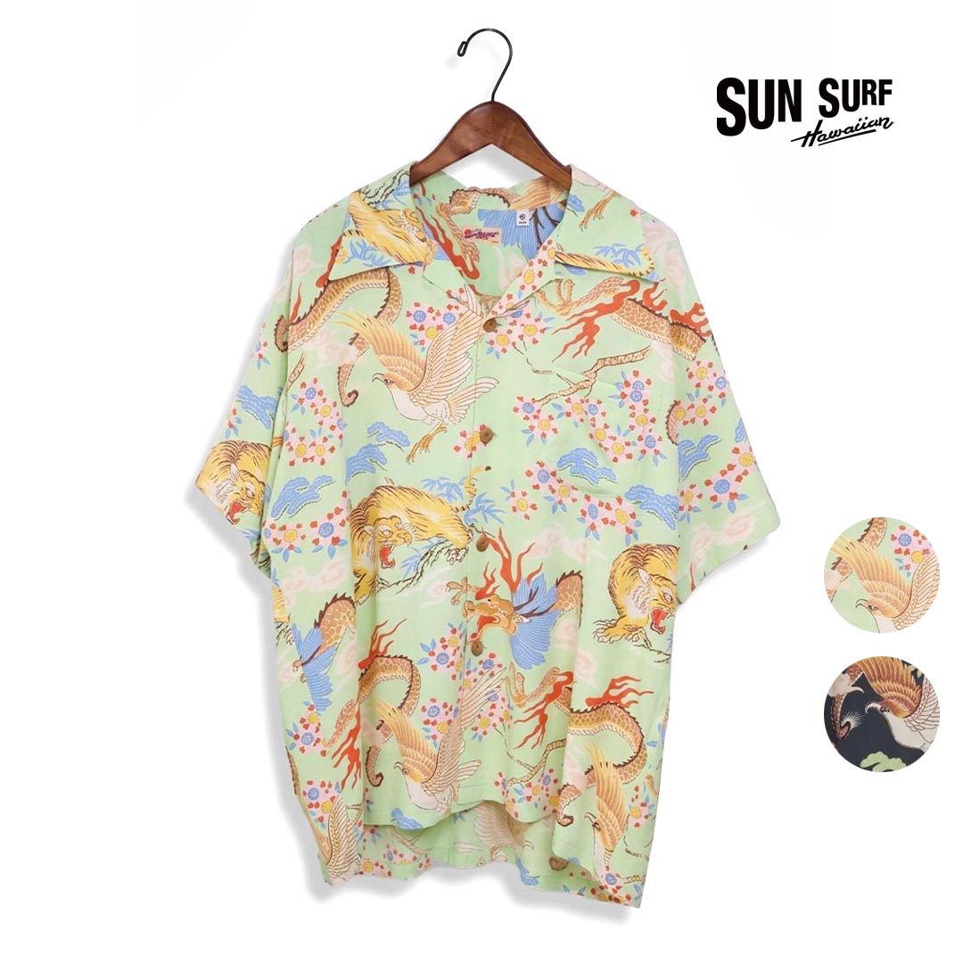 メンズ SUN SURF サンサーフ RAYON HAWAIIAN SHIRT &ldquo;THE TRIANGULAR FIGHT レーヨン ハワイアンシャツ 品番：SS39414｜star＆bars