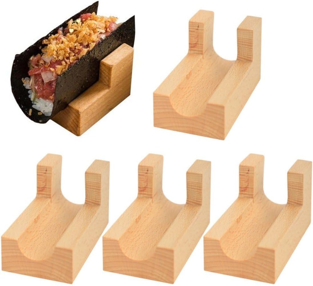 タコスホルダー メキシコピザロール棚 寿司ラック 木製 スナック 食ホルダー 木製プレート 料理スタンド 刺身ボート 寿司ボート 5個|Startline