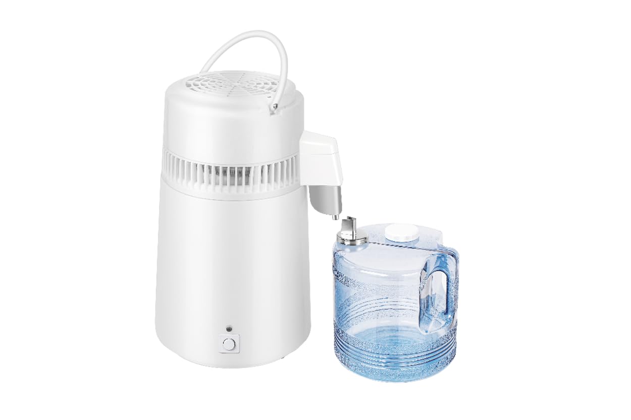 蒸留水器 蒸留機 ガラス容器 110 4 純水蒸留器 蒸留 キレイな水 健康 家庭用 美容 研究 会社用 操作簡単 ワンタッチ式 304スチール中身+耐熱ガラス容器 (ホワイト 4)|Startline
