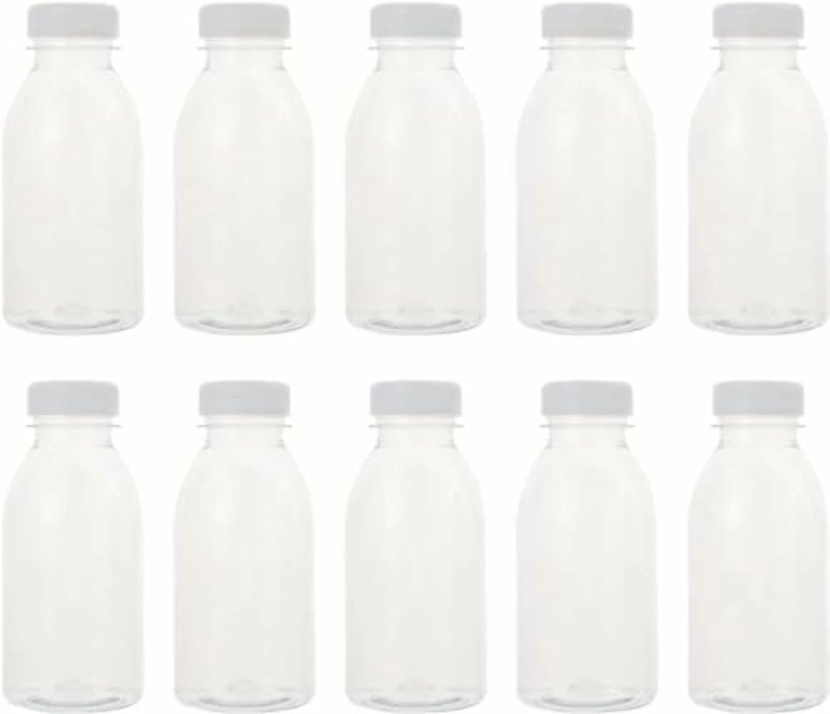 空のジュースボトル キャップ付き 再利用可能なペットボトル ジュース容器 透明 ホワイト 漏れ防止蓋 (ホワイト 100個)|Startline