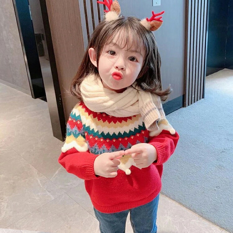 セール価格 クリスマス セーター 子供服 ニットセーター 子供 長袖セーター 女の子 長袖ニット キッズ ニットトップス プルオーバー 韓国 可愛い女児 子ども服 こども服 暖かい 防寒 写真撮影 年賀状 お祝い おしゃれ 90 100 110 1 130 140 150 Wqradio Com