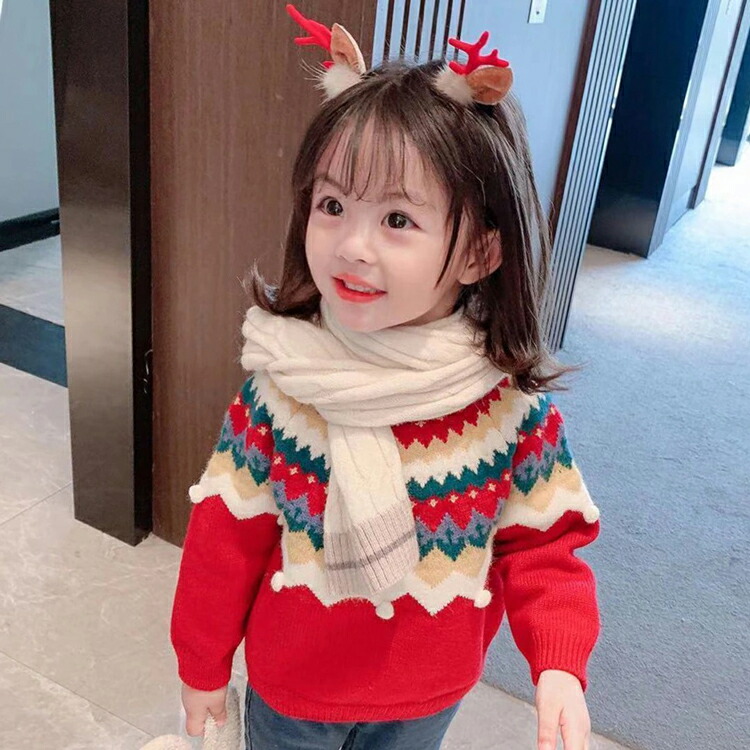 セール価格 クリスマス セーター 子供服 ニットセーター 子供 長袖セーター 女の子 長袖ニット キッズ ニットトップス プルオーバー 韓国 可愛い女児 子ども服 こども服 暖かい 防寒 写真撮影 年賀状 お祝い おしゃれ 90 100 110 1 130 140 150 Wqradio Com