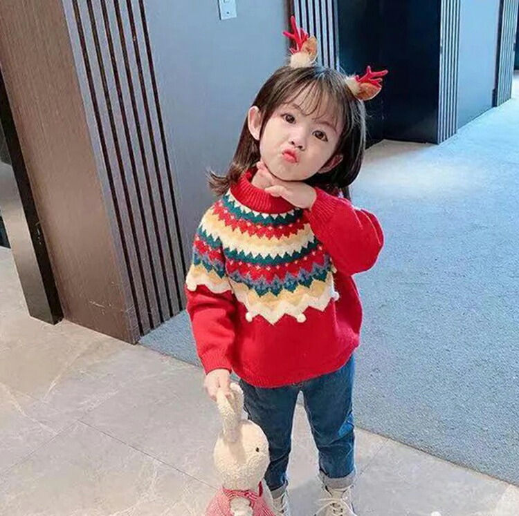 セール価格 クリスマス セーター 子供服 ニットセーター 子供 長袖セーター 女の子 長袖ニット キッズ ニットトップス プルオーバー 韓国 可愛い女児 子ども服 こども服 暖かい 防寒 写真撮影 年賀状 お祝い おしゃれ 90 100 110 1 130 140 150 Wqradio Com