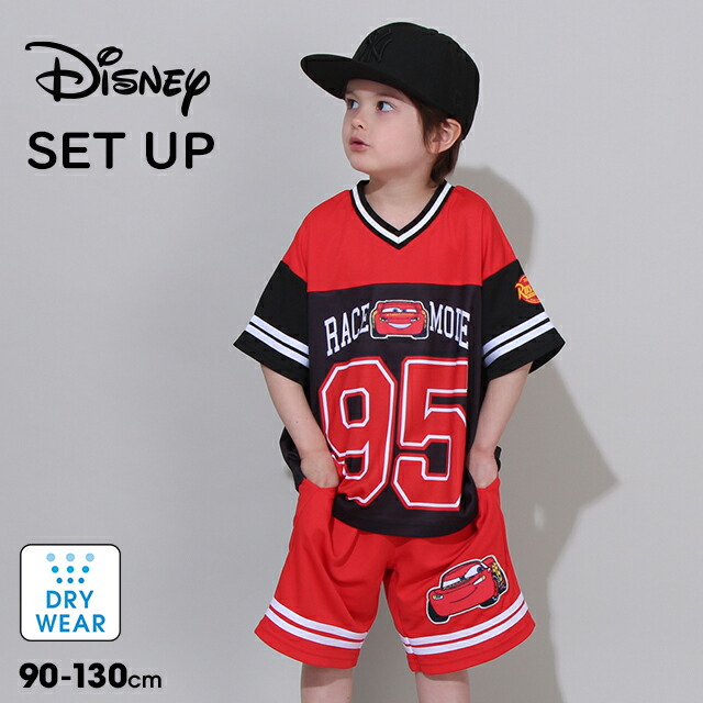 4/16NEW ディズニー カーズ Tシャツ × ハーフパンツ セット 0462K 速乾 ベビードール BABYDOLL 子供服 ベビー キッズ 男の子 女の子 DISNEY★Collection 2点セット セットアップ画像