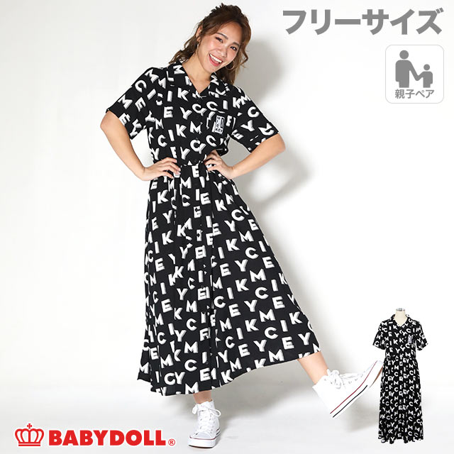 楽天市場 New 親子お揃い ディズニー イニシャル 総柄シャツ ワンピース 3745a ベビードール Babydoll 子供服 大人 レディース Disney Collection Babydoll