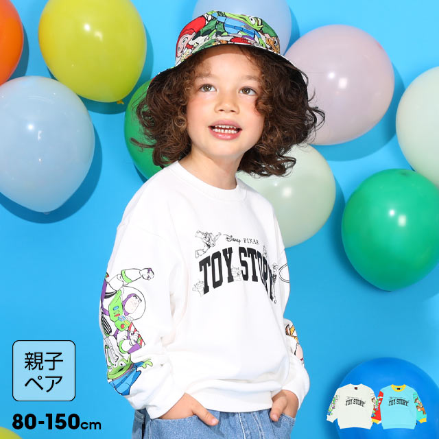 【S20】 通販限定サイズあり 親子お揃い ディズニー トイストーリー 袖プリント トレーナー 9619K ベビードール BABYDOLL 子供服 ベビー キッズ 男の子 女の子 DISNEY トイ・ストーリー画像