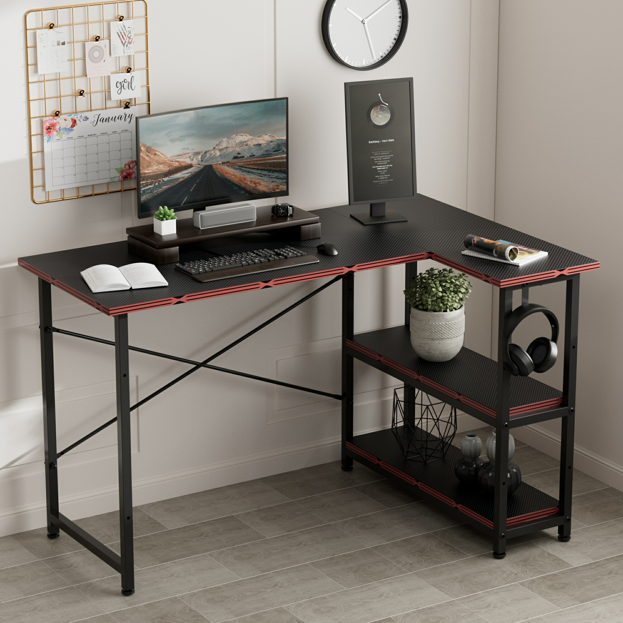 楽天市場】YeTom l字デスク 机 pcデスク ゲーミングデスク 右棚