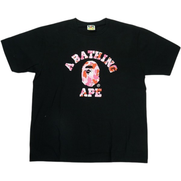A BATHING APE ア ベイシング エイプ ×KAWS ABC CAMO COLLEGE TEE ティーシャツ 黒 Size 【XXL】 【中古品-好いたらしい】 30008915
