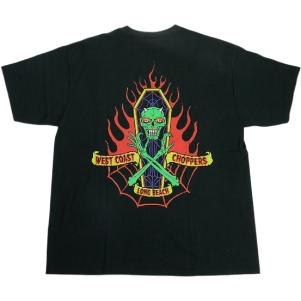 VINTAGE ヴィンテージ West Coast Choppers ウェストコーストチョッパーズ Iron Cross Coffin Logo Tee ティーシャツ  黒 Size 【L】 【中古品-好いたらしい】 30009681
