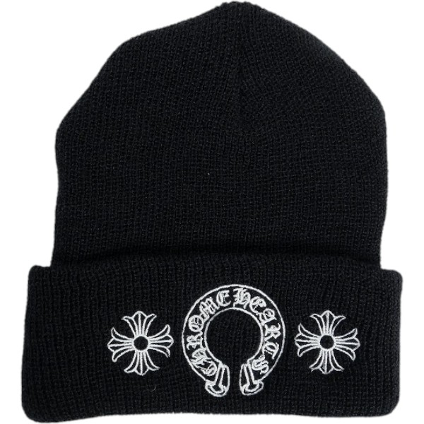 CHROME HEARTS クロム・ハーツ HORSESHOE CROSS WOOL BEANIE BLACK ビーニー 黒 Size 【無償性】 【新古品・未当てはめる品】 20837757