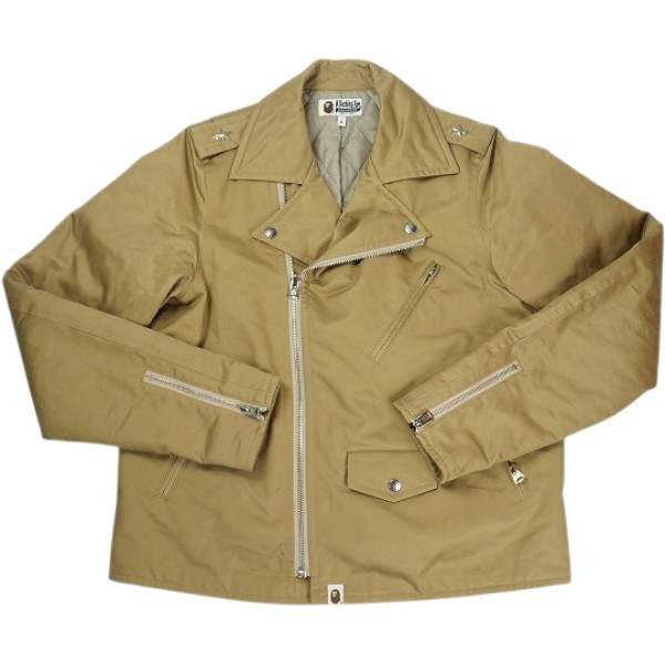 A BATHING APE ア ベイシング エイプ COTTON RIDERS JACKET 上衣 ベージュ Size 【XL】 【中古品-好いたらしい】 30008913
