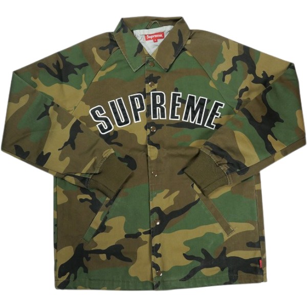SUPREME シュプリーム 15AW Twill Coaches Jacket Woodland Camo コーチジャケット 緑 Size 【M】 【中古品-人並み外れたに好いたらしい】 30009706