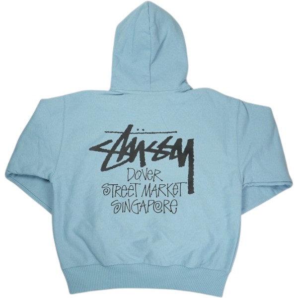 STUSSY ステューシー ×DOVER STREET MARKET STOCK DSM SINGAPORE HOODIE SLATE パーカー 水色 Size 【XL】 【新古品・未使用品】 30008078|ブランド古着の買取販売STAY246