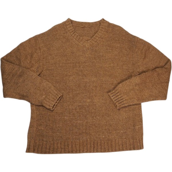 TENDERLOIN アンダーカット V NECK COTTON KNIT BROWN 編み物 茶 Size 【L】 【中古品-好いたらしい】 30008340
