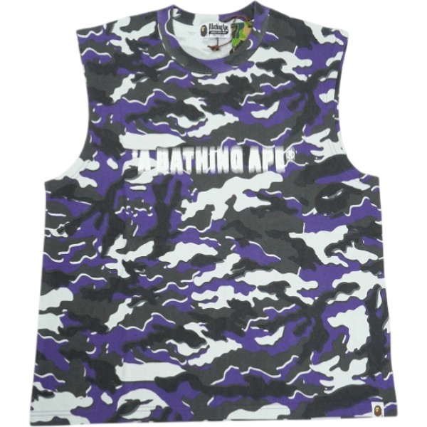 A BATHING APE ア ベイシング エイプ 26SS GLITCH WOODLAND CAMO HEAVY WASH CROPPED FIT TANK TOP PURPLE 貯蔵タンクとっ始め 紫 Size 【L】 【新古品・未当て嵌める品】 20839555 メンズファッション-Tシャツ・カットソー-トップス