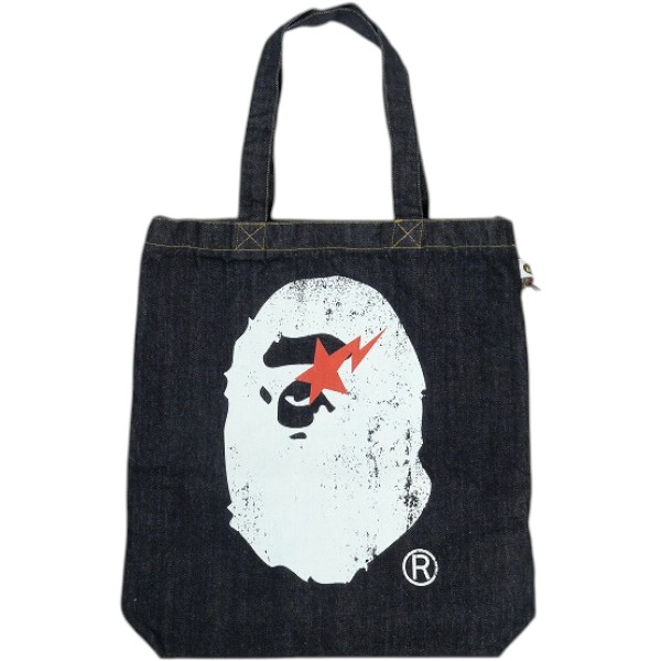 A BATHING APE ア ベイシング エイプ APE HEAD 2WAY DENIM BAG INDIGO トートバッグ インディゴ Size 【フリー】 【新古品・未使用品】 30011055|ブランド古着の買取販売STAY246