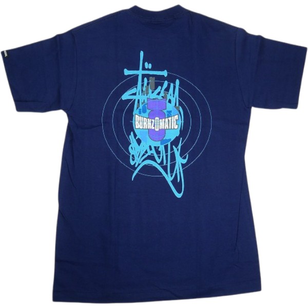 STUSSY ステューシー Cust Made Burnz Matic Tee Navy ティーシャツ 紺 Size 【M】 【中古品-ほぼ新品】 30005640