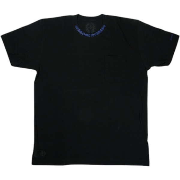 CHROME HEARTS クロム・ハーツ NECK LOGO SS T-SHIRT BLACK/BLUE プルオーバー 黒青 Size 【L】 【新古品・未当て嵌める品】 30007052