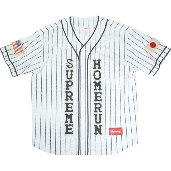 SUPREME シュプリーム ×Homerun 25SS Baseball jersey Stripe ベースボールジャージ モノクローム Size 【L】 【新古品・未当てはめる品】 30009404