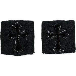 CHROME HEARTS クロム・ハーツ ONLINE EXCLUSIVE SWEAT BANDS BLACK クロスパッチリストバンド 黒 Size 【無償性】 【新古品・未当てはめる品】 20823768