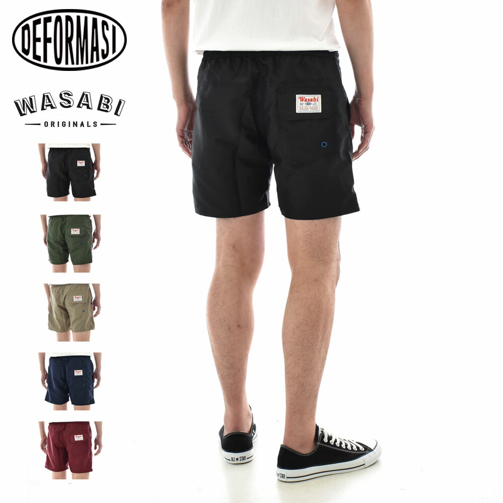 デフォルマシ ワサビ DEFORMASI WASABI ワサビ ボードショーツ ワサビトランクス サーフパンツ ALL ROUND SURF-TRUNKS WT01 メンズ ナイロン 水陸両用 速乾 軽量 丈短め ポケット付き メッシュポケット ヒップポケット キーリング付き