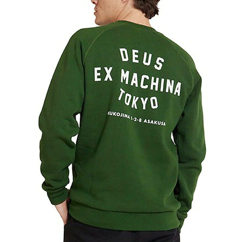 【今だけ最大5%OFFセール】デウス エクスマキナ DEUS EXMACHINA トレーナー トーキョー アドレスクルー TOKYO ADDRESS CREW DMW48259E【メンズ レディース スウェット スエット トップス 長袖 裏起毛 大きいサイズ バックプリント シールドロゴ ストリート サーファー】｜ステイブルー【セレクトショップ】 13,731円
